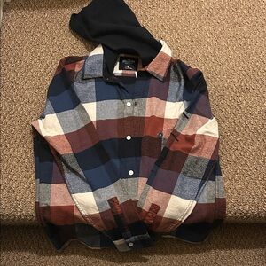 Hollister Men's Blue and Red Plaid Shirt